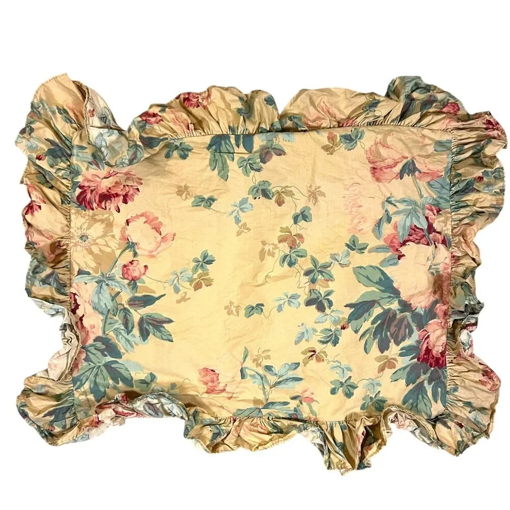 Ralph Lauren Pillow Sham Elsa Grasslands Cover Ruffled Floral Standard Square